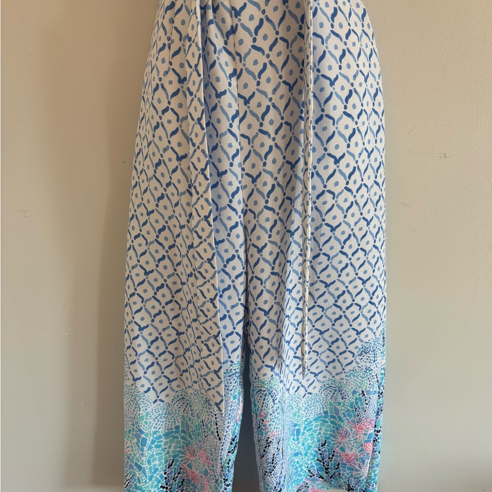 Lilly Pulitzer Sandra Blue and White Jumpsuit Romper, Size 6 - Picture 6 of 9
